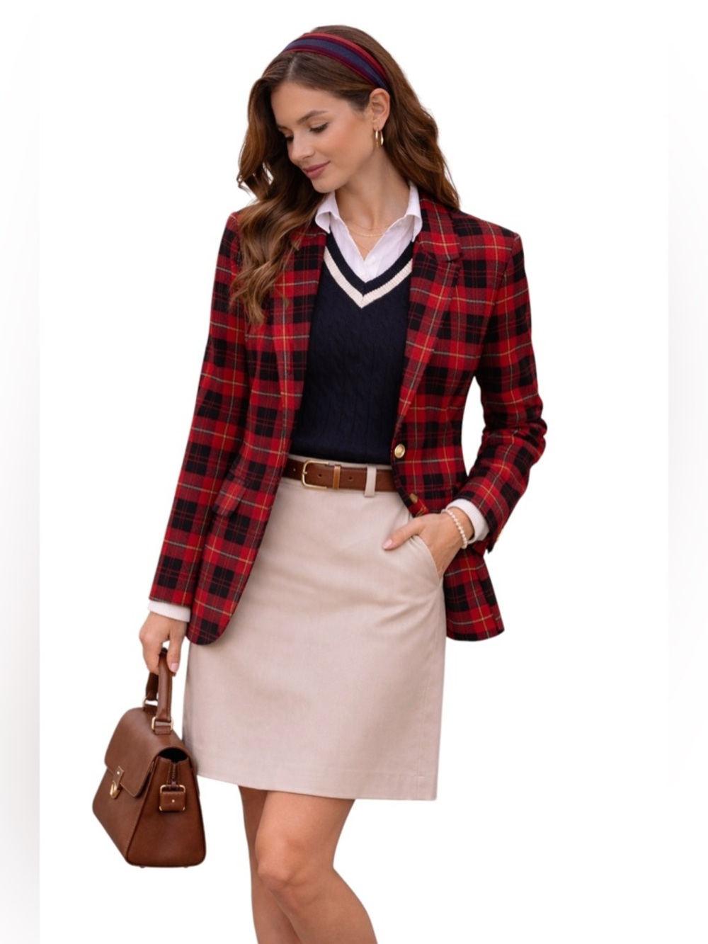 Pendleton Red and Black Plaid Women's Wool Blazer
